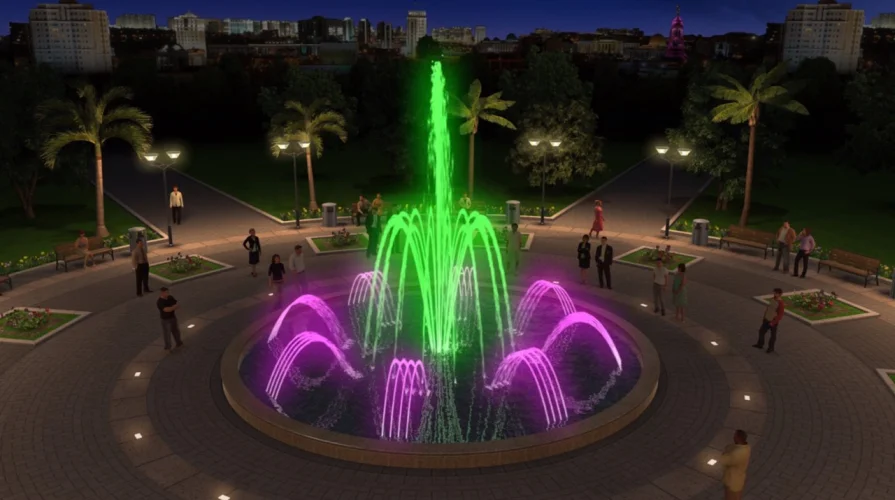 fontaine et jet d'eau