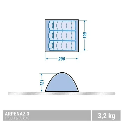 Decathlon Tente De Camping Arpenaz - 2 Personnes - QUECHUA - BLACK & FRESH