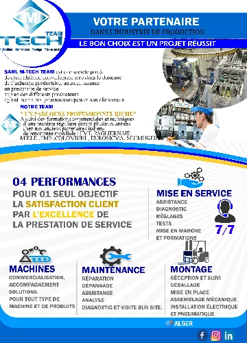 Machines d'emballage et de conditionnement , Montage et Maintenance