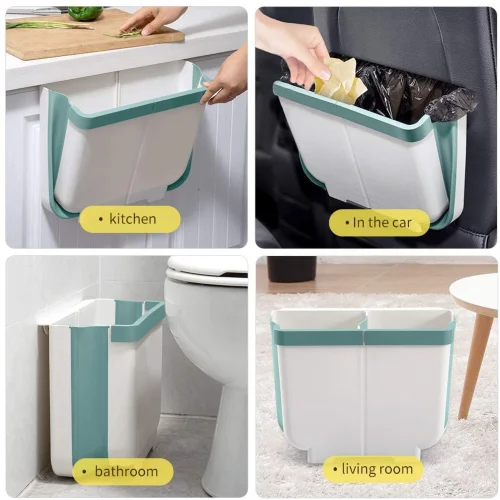 Poubelle suspendue pliable de cuisine 2 en 1 pour porte de placard Voiture Chambre Salle de bain