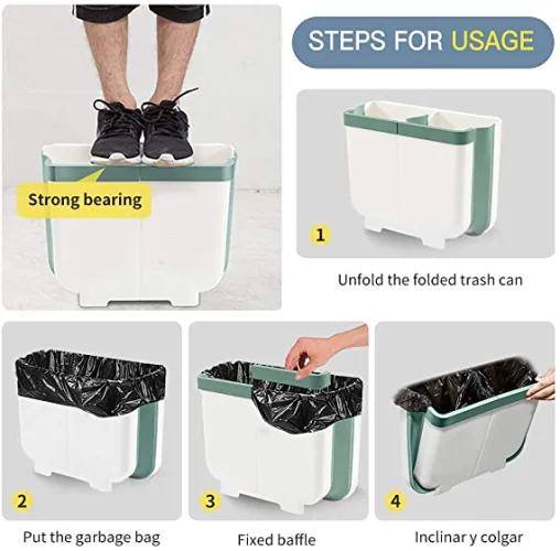Poubelle suspendue pliable de cuisine 2 en 1 pour porte de placard Voiture Chambre Salle de bain