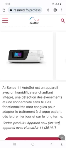 Appareil d'apnée du sommeil Resmed S11