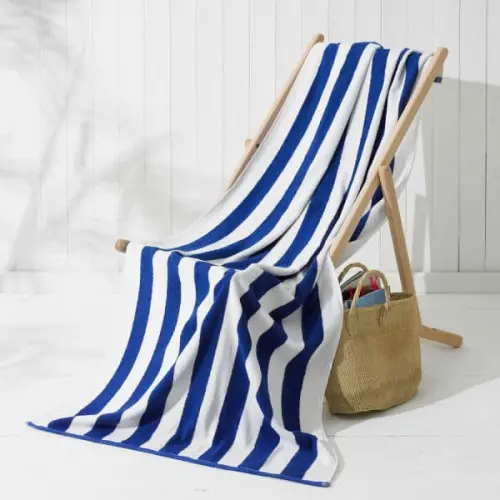 Serviette avec rayures bleu et blanc