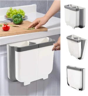Poubelle suspendue pliable de cuisine 2 en 1 pour porte de placard Voiture Chambre Salle de bain