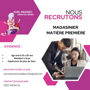 Magasinier matière première