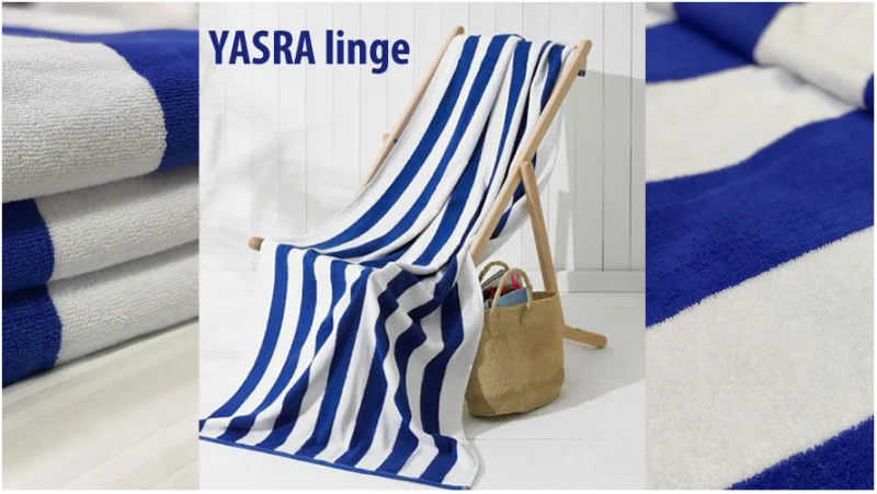 Serviette avec rayures bleu et blanc